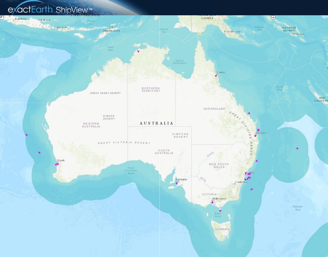 Cruise ship traffic around Australia on 30 March 2020
